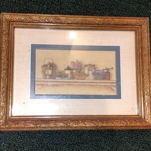 An adorable antique picture with frame